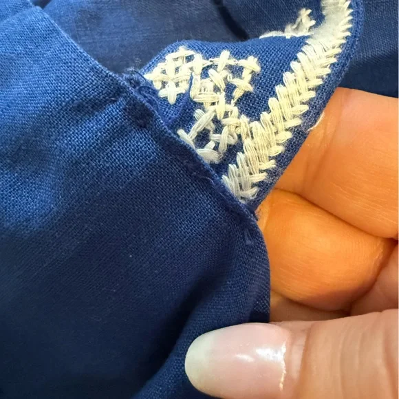 FARM Rio Macaw Sundress Medium Blue & White Embroidered Tropical Dress - Picture 12 of 12